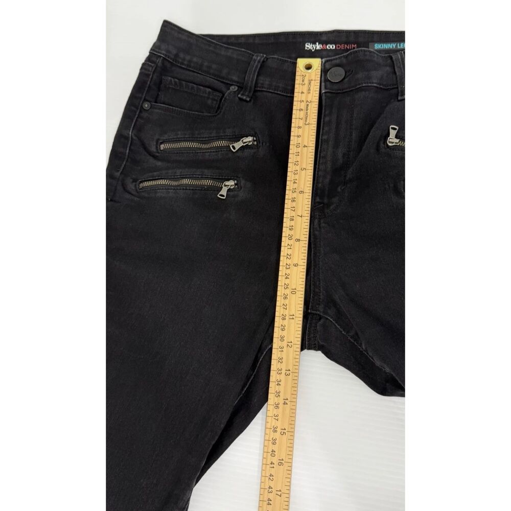 Style & Co Denim Skinny Jeans High Rise Black Women's Size 12 (Fit 32x29) - Picture 5 of 11